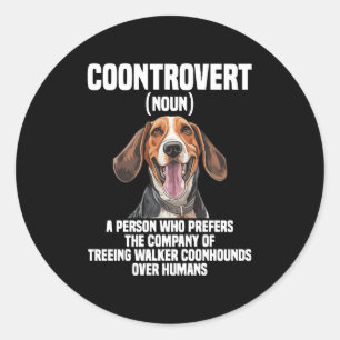 Pegatina Redonda Amante del Coonhound de Walker arborícola Perro Co