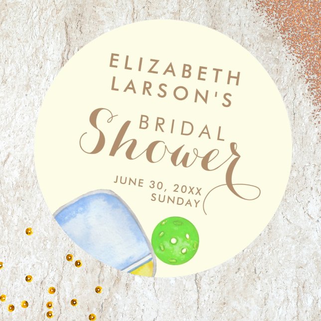 Pegatina Redonda Amante del Deporte Acuarela Tema de Boda de Pickle (Subido por el creador)