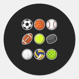 Pegatina Redonda Amante del deporte fútbol baloncesto fútbol americ