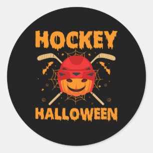 Pegatina Redonda Amante del hockey día de Halloween hombres mujeres