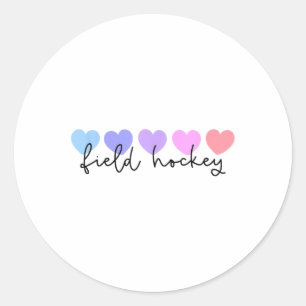 Pegatina Redonda Amante del Hockey sobre Césped Corazón Mujeres o N