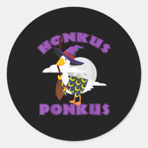 Pegatina Redonda Amante del pato sombrero de bruja Honkus ponkus