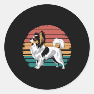 Pegatina Redonda Amante del perro Papillon animal retro vintage Pap