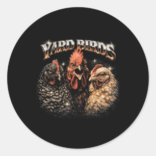 Pegatina Redonda Amante del pollo del patio de los 80 Heavy-metal R