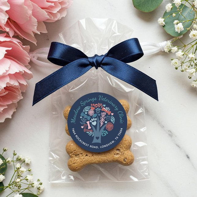 Pegatina Redonda Amante floral y follaje Mascota Paw Tree Company (Loving Floral & Foliage Pet Paw Tree Company Classic Round Sticker)