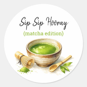 Pegatina Redonda Amante Japonés del Matcha Funny Matcha Té Verde