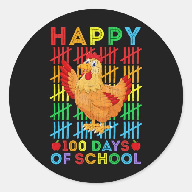 Pegatina Redonda Amantes A Estudiantes De Maestra Felices 100 Días  (Anverso)