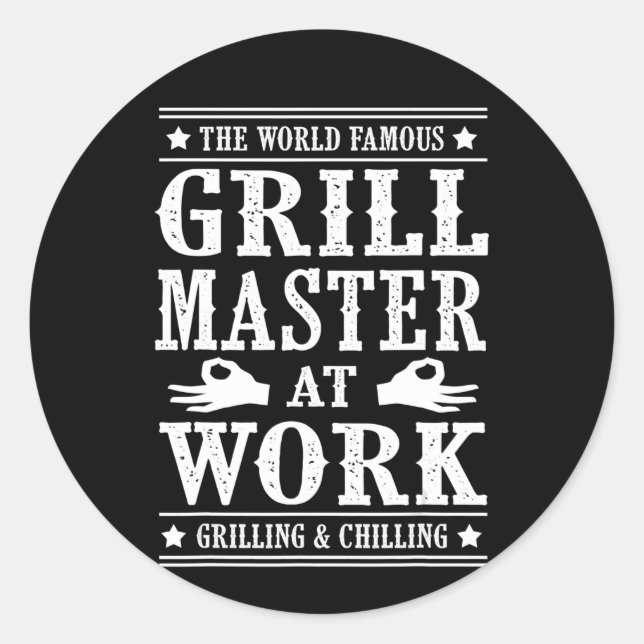 Pegatina Redonda Amantes de barbacoa | El Famoso Maestro Grill En E (Anverso)