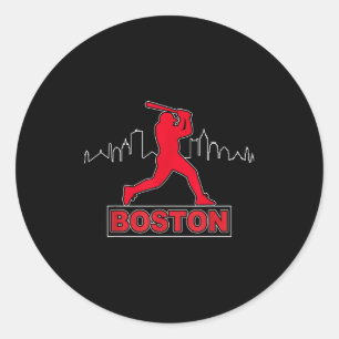 Pegatina Redonda Amantes de Boston Skyline Retro Béisbol Latido Hom
