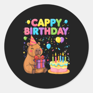 Pegatina Redonda Amantes de carpincho cappy cumpleaños niña niño fe