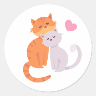 Pegatina Redonda Amantes de gatos lindos - Kit de boda para ducha d