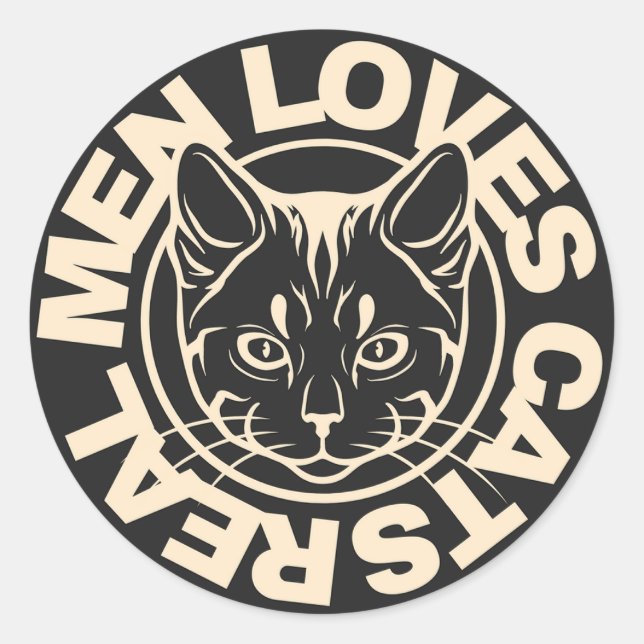 Pegatina Redonda Amantes de gatos pegatinas (Anverso)