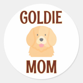 Pegatina Redonda Amantes de Goldie Golden Retriever Perro Mamá Papá