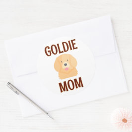 Pegatina Redonda Amantes de Goldie Golden Retriever Perro Mamá Papá