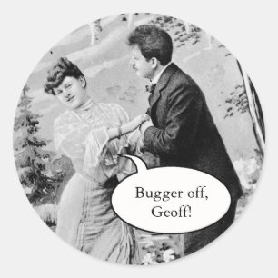 Pegatina Redonda Amantes de la añada romántica en barco