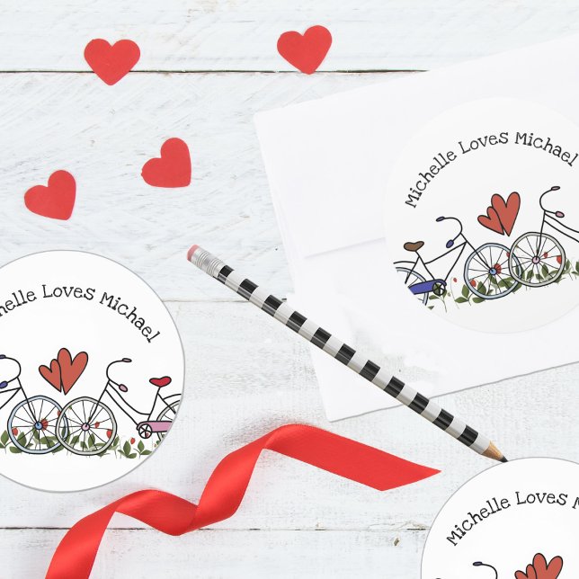 Pegatina Redonda Amantes de la bicicleta Valentine (Subido por el creador)