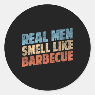 Pegatina Redonda Amantes de la parrilla divertidos los hombres real