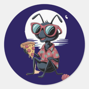 Pegatina Redonda Amantes de la pizza