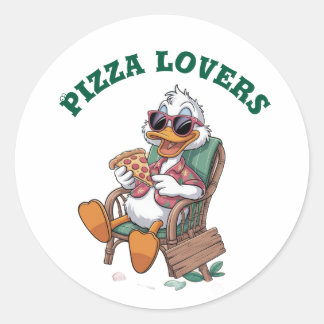 Pegatina Redonda Amantes de la pizza