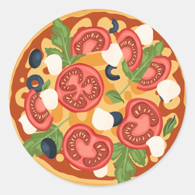 Pegatina Redonda Amantes de la pizza fiesta (Anverso)