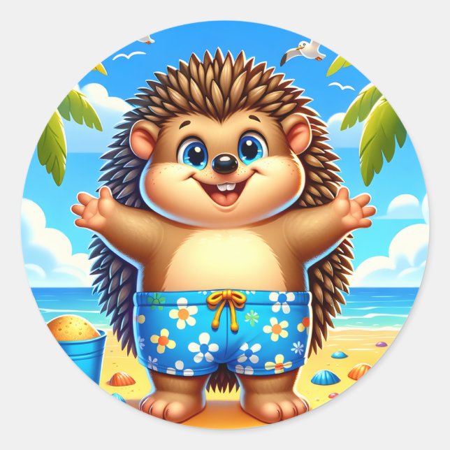 Pegatina Redonda Amantes de la playa (Anverso)