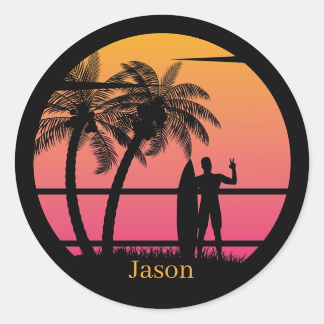 Pegatina Redonda Amantes de la playa de Guay (Anverso)