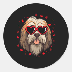 Pegatina Redonda Amantes de los perros adorados del corazón de San