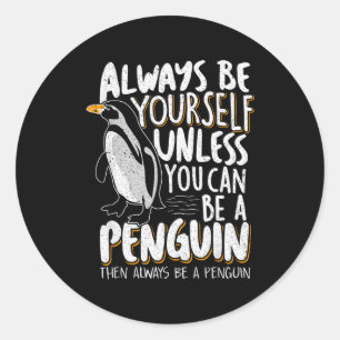 Pegatina Redonda Amantes de los pingüinos y adorables pingüinos sie