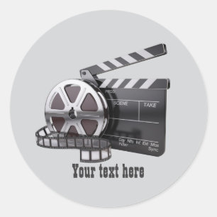 Pegatina Redonda Amantes de películas divertidas agregan texto