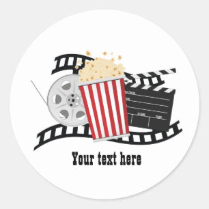 Pegatina Redonda Amantes de películas divertidas agregan texto