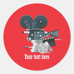 Pegatina Redonda Amantes de películas divertidas agregan texto