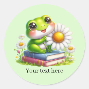 Pegatina Redonda Amantes de ranas lindas personalizables