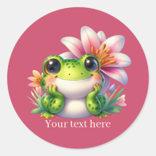Pegatina Redonda Amantes de ranas lindas personalizables