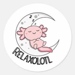 Pegatina Redonda Amantes de Relaxolotl Axolotl, animales curados Re