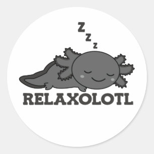 Pegatina Redonda Amantes de Relaxolotl Axolotl, animales curados Re