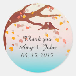 Pegatina Redonda Amantes de roble corazón confetti amor pegatina1