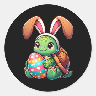 Pegatina Redonda Amantes De Tortugas De Pascua Mascotas Conejos Hom