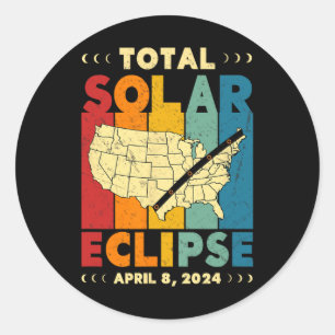 Pegatina Redonda ¡Amantes del cielo! Eclipse solar total 2024 Total