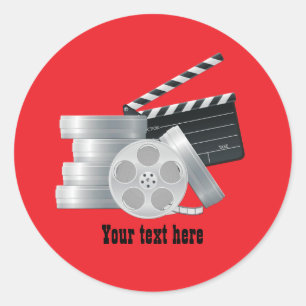 Pegatina Redonda Amantes del cine divertido añaden texto