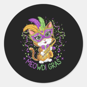 Pegatina Redonda Amantes del gato Mardi Gras