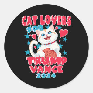 Pegatina Redonda Amantes Del Gato Para Trump Vance 2024