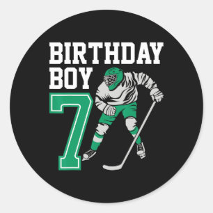 Pegatina Redonda Amantes del Hockey sobre Hielo Niños 7º Cumpleaños