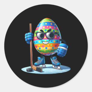 Pegatina Redonda Amantes del Hockey sobre Pascua Huevos Huevos Cone