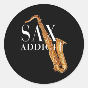 Pegatina Redonda Amantes del jazz adictos al saxaphone camiseta