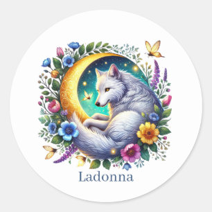 Pegatina Redonda Amantes del lobo malvado personalizable animal