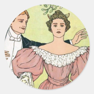 Pegatina Redonda Amantes del Mistletoe