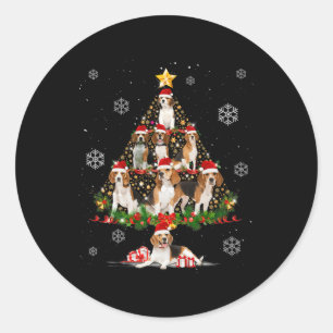 Pegatina Redonda Amantes del perro beagle cute gritan Navidad