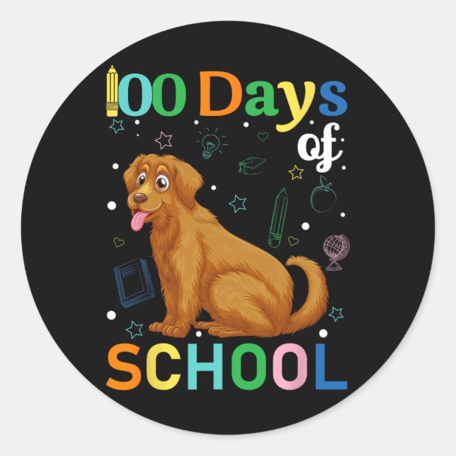 Pegatina Redonda Amantes del perro de la recuperación dorada estudi (Anverso)