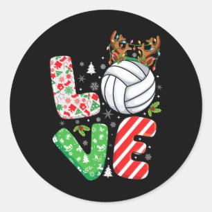 Pegatina Redonda Amantes del voleibol niños Chicas niños Navidades