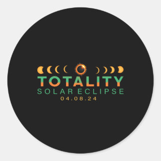 Pegatina Redonda ¡Amantes! Eclipse solar total 2024 Totalidad 04.08